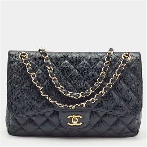 chanel black quilted caviar leather backpack bag|Chanel Black Quilted Caviar Medium Classic Double .